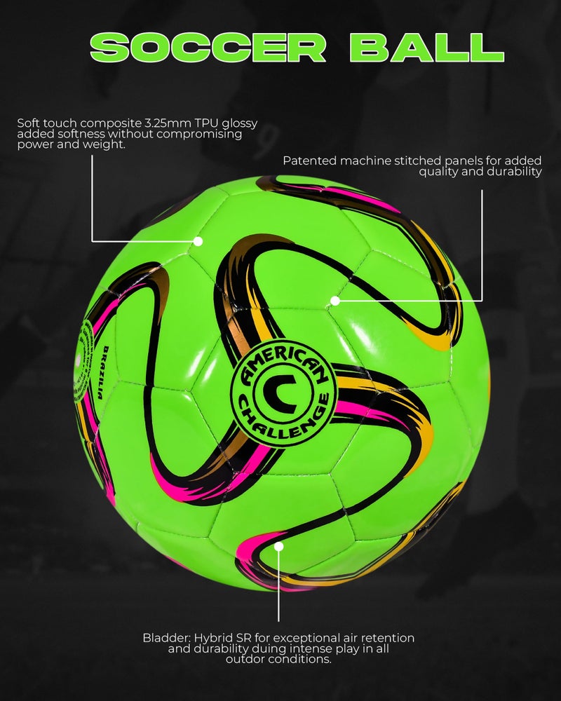 American Challenge Brasilia Soccer Ball â€“ Sizes 5, 4, 3 & 2 â€“ Youth & Adult Training Soccer Ball for Practice, Games & Grass Fields - Image 3